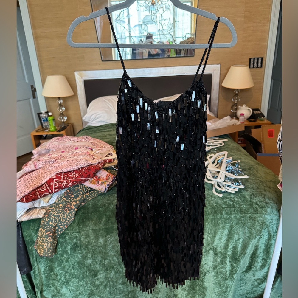 Vintage Beaded Black Flapper Style Dress